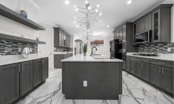gray kitchen cabinets