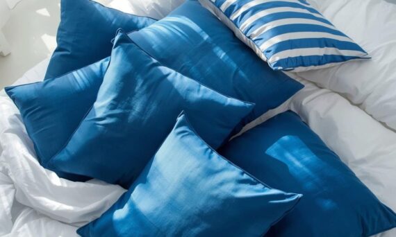 blue decorative pillows