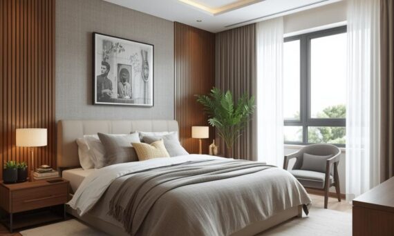 Bedroom decor with accent for living room