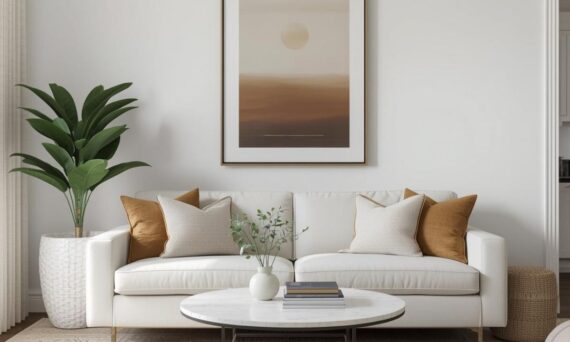 Simple decor with accent for living room