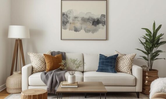 Wall decor with accent for living room